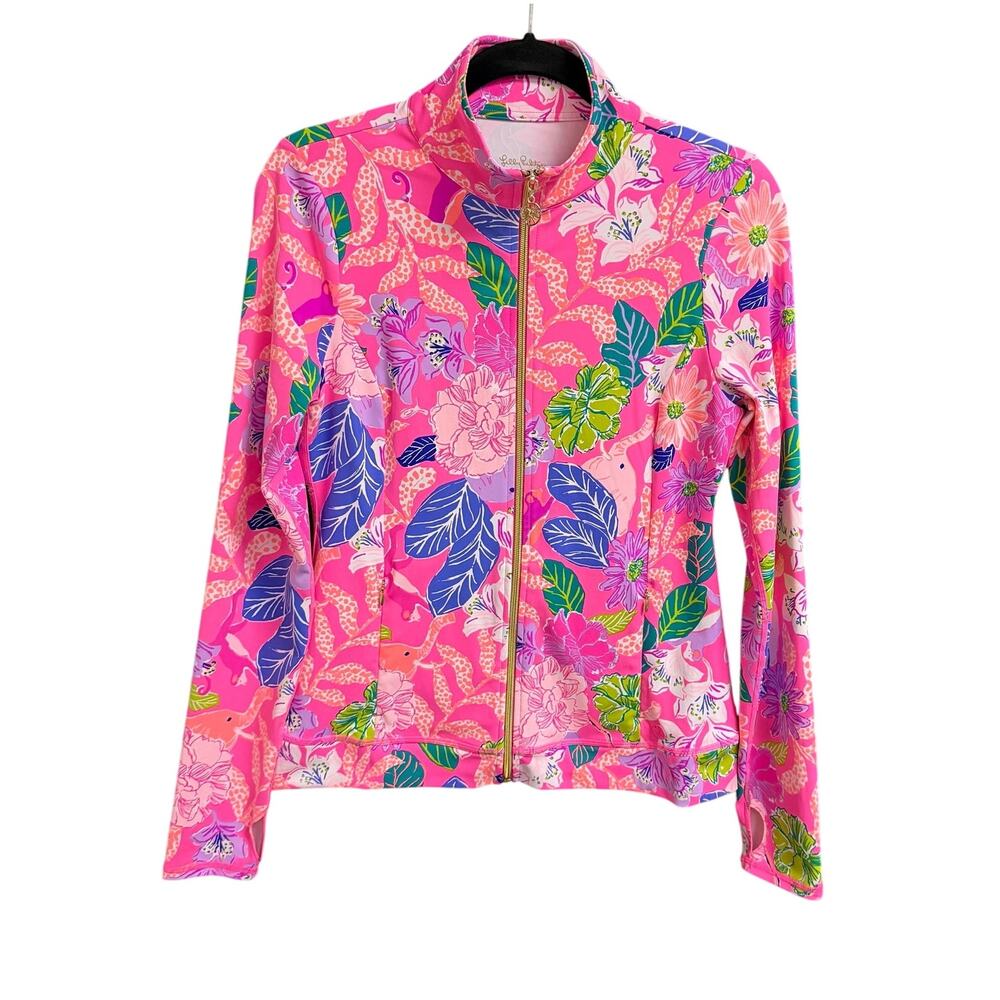 Lilly Pulitzer Luxletic Brittana Jacket UPF 50 Pink Isle Best of Friends Small